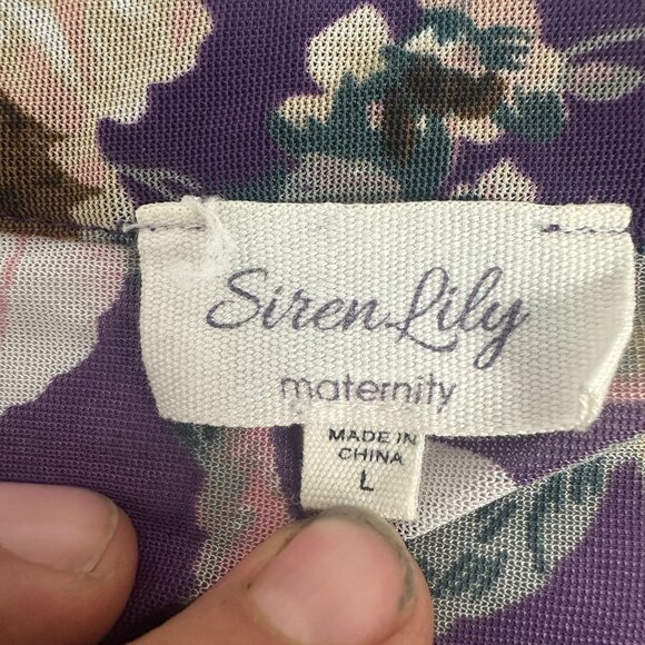 Siren Lily Maternity Floral Purple Tunic Dress Size L Lightweight - Picture 4 of 7